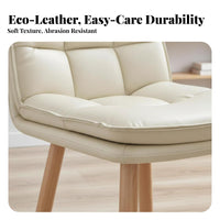 360-Degree Swivel Wooden Rolling Chair Padded Seat Office Furniture Curved Backrest Ergonomic Design for Students, Makeup Users, Home Workers, Study Room, Bedroom, Vanity