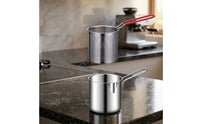 2 Pieces Versatile Deep Frying Pot with Basket Dishwasher Safe Deep Fryer Pot with Basket Ergonomic Stainless Steel Fryer with Strainer Compact for Stovetop Cooking
