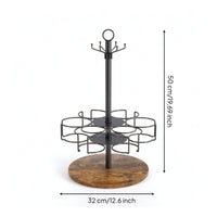 Cup Holder Rack with Wooden Base Compact Rotating Cup Stand Modern Tumbler Holder   for Pantry