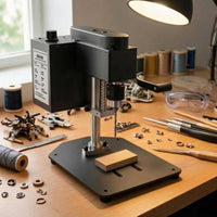 All-Metal Construction Mini Drill Press Stepless Speed Control Desktop Drill Press Copper Wire Motor Power Tool Black Finish for Workshop