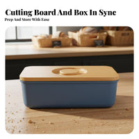 Bread Box with Cutting Board Lid 2-in-1 Design Large Bread Storage Container Food Grade Material Pastry Storage Box for Pantry, Bakery, Cafe