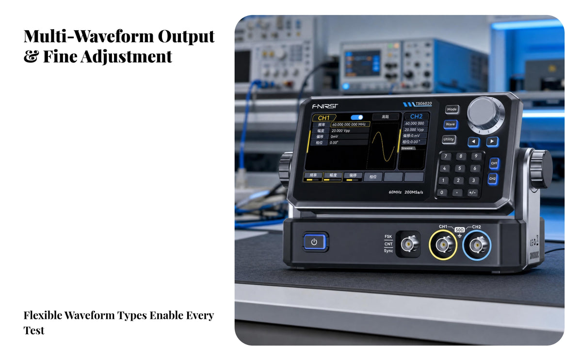 14-Bit Resolution Arbitrary Waveform Waveform Generator 200MSa/s Sampling twoChannel Waveform Generator Keypad and Knob Control Electronic Test Equipment Frequency Counter