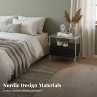 Nordic stylistic Single-Drawer Nightstand Minimalist Design Bedside Cabinet Modern aesthetic Accent Table adaptable Use for Apartment Dwellers, property owners, Students, Bedroom, Living Room, Small areas, Office