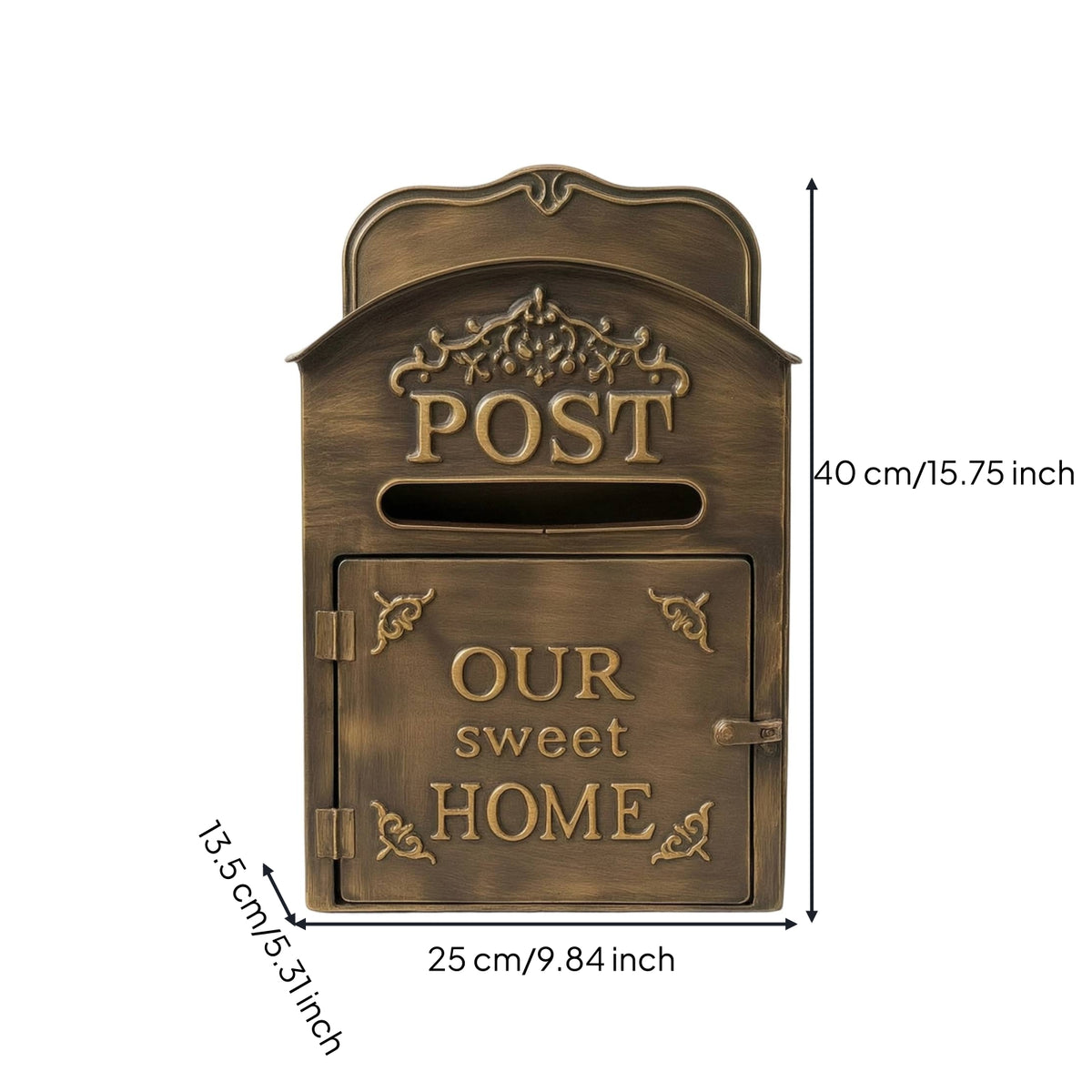 Vintage Mailbox Outdoor Mailbox with Latch Space-Saving Wall-Mounted Letterbox for Entryway