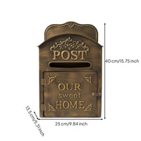 Vintage Mailbox Outdoor Mailbox with Latch Space-Saving Wall-Mounted Letterbox for Entryway