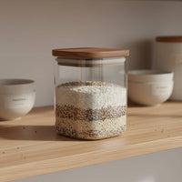 Chemical-Free-Safe Borosilicate Glass Jar Easy to Clean Square Glass Canister Space-Saving Square Pantry Jar Modern Design for Cafe