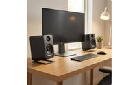 2 Pieces Desktop Speaker Stand Compact Speaker Stand with Vibration Pads Sleek for Audiophiles, Desk