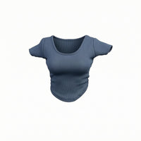 Stretchy Women's Figure T-Shirt Short Sleeve Female Action Figure Shirt Curved Hem Fitted Doll Top Visible Stitching