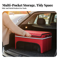 Two-Tier tier foldable Multi-Compartment Organizer Foldable Design foldable Compartment organizer Large Capacity Trunk Box long-lasting for Car Owners, Families, Commuters, journey Trips, Grocery Shopping, Camping, Garage