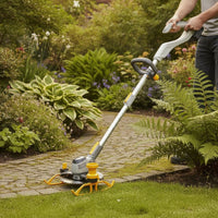 Electric Vegetation Trimmer with Wheels Battery Powered Grass Trimmer with Wheels Handheld Cordless Vegetation Wacker Ergonomic for Homeowners, Gardeners, Garden