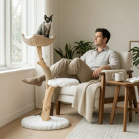 Cat Climbing Wooden Feline Activity Center with Perches Sculptural Pet Accessory for Cats, Living Room, Indoor