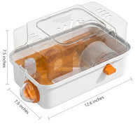 Transparent Hamster Cage Villa with Side Door and Handle, Single Layer House for Indoor Use, Portable Oval Shape Dwarf Habitat Viewing