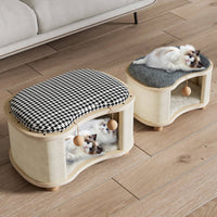 Cat House Stool Four-Season Enclosed Pet Hideaway Multifunctional Stackable Pet Condo for Entryway