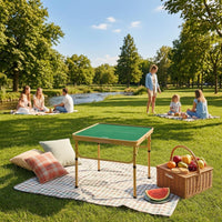 Folding Mahjong Table Metal Legs Khaki Mahjong Table Storage Bag Leisure Furniture for Outdoor