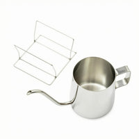 Polished Finish Gooseneck Coffee Kettle Rectangular Handle Pour over Kettle Open Top Brew Gear Wire Stand