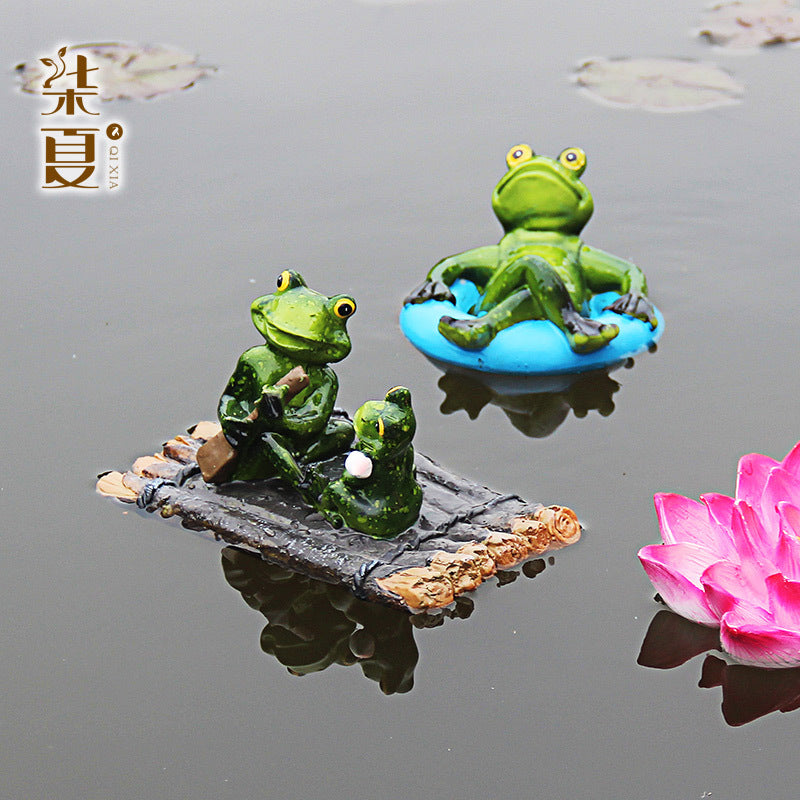 Frog and Turtle Pond Floating Animal Plant Decorations