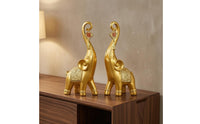 Gold Elephant Figurines Textured Elephant Ornaments Set