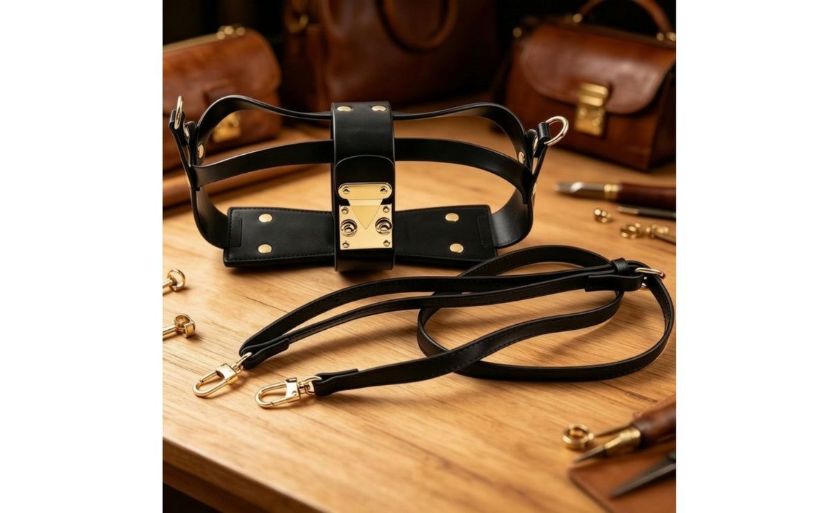 Structured Leather Bag with Strap Compact Bag Shell Small Handbag Fashionable for Crafters, Travel