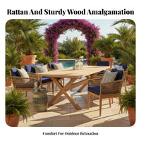 Wooden Frame Sofa Set Weather Resistant Outdoor Furniture sturdy Construction Conversation Group for Families, homeowners, Balcony, Garden, Backyard