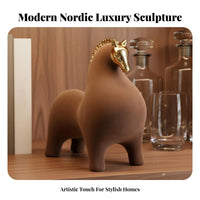 Resin Horse Sculpture Fine Workmanship Modern Horse Figurine Hand Finished House Decoration for Cabinet Living Room Bookshelf
