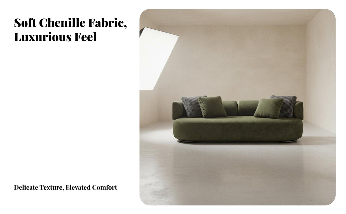 Curved navy Sofa Small Space Solution Living Room Couch Modern Minimalist aesthetic Upholstered Settee for Apartment Dwellers, Homeowners, Bedroom, Office