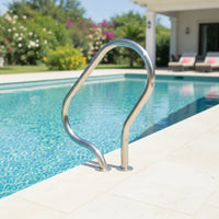 Pool Handrail Stainless Steel Pool Grab Rail Floor Mount Handrail with Base Flanges for Swimmers, Elderly, Spa