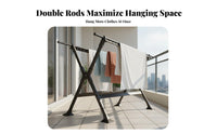 Reinforced Cross Structure Clothes Laundry Rack Windproof Stainless Steel Clothes Horse Space-Saving Foldable Laundry Rack for Homemakers, Homeowners