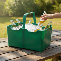 Extra Thick Rectangular Plastic Ice Bucket KTV Bar Beer Wine Cooler with Handle