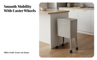 High-Footed Trash Can No-Bend Design Kitchen Trash Can with Wheels Rolling Waste Sorting Bin Large Capacity Rolling Sorting Bin