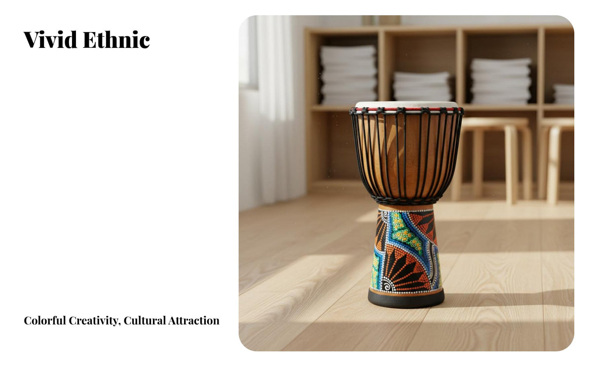Beginner-Friendly Djembe Portable Patterned Djembe Ethnic Design Pattern Hand Drum Goatskin Drumhead for Beginners, Music Students, Musicians, Home Practice, Musical Performances, Outdoor Gathering, Festivals