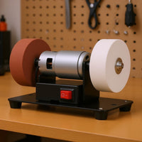 Metal Housing Two-wheelWheel Bench Grinder Black Base Electric Bench Grinder Multi-Purpose Benchtop Sander Red Switch for Workbench