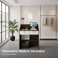 Multi-Functional Salon Reception Desk Lockable Drawer Modern Reception Desk Sturdy Construction Small Shop Counter with Storage Spacious Legroom for Receptionists, Money Iers, Retail Personnel, Beauty Salons, Clothing Boutiques, Office Lobbies, Lobby