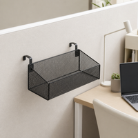 Under Desk Storage Basket, Detachable Metal Wire Hanging Storage for Students & Home Office, Desk Organisation Solutions, Matte Finish Small Size