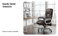 Authentic Leather managerial Highspine Armchair Adjustable Height Ergonomic Rolling Chair 360-Degree rotating Office Furniture Padded Armrests for managerials, Managers, distant Workers, Study Room, Workstation
