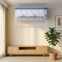 Swan Pattern Wall-Mounted Air Conditioner Cover Scalloped Border Decorative Air Cooling Cover Diaphanous Mesh Wind-Blocking Curtain Crown Embroidery