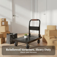 Space Saving Collapsible Platform Dolly Easy Maneuverability Foldable Push Cart High Load Capacity Portable Flatbed Dolly Ergonomic Handle for Delivery Personnel, Homeowners, Warehouse Workers, Garage, Workshop, Stockroom, Office