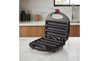 Electric Clamshell Hot Dog Grill Hinged Lid Grooved Hot Dog Cooker Foldable Folding Sausage Grill Compact