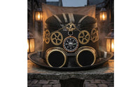 Brass-Tone Gears Steampunk Top Hat Wide Brim Victorian Steampunk Hat Decorative Band Costume Accessory Structured Crown for Stage Performance, Theater