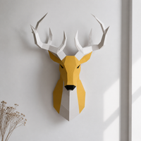 DIY 3D Geometric Deer Head Wall Mount Papercraft Kit for Home Decor