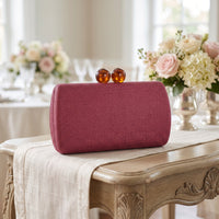 Clutch with Bead Clasp Textured Evening Clutch Bag Elegant Evening Purse for Parties