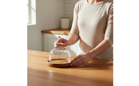 Acacia Wood Serving Plate with Glass Dome Dustproof Wood Base Dessert Dome Wooden Base Cover Jar Finely Polished for Parties