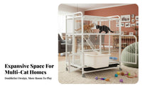 Integrated Litter Box 3-Tier Foldable Cat Kennel Large Space Multi-Level Cat Crate Spacious Interior Pet enclosure Easy to Clean for young cat Owners, Apartment Dwellers, Indoors, Home, Living Room, Bedroom