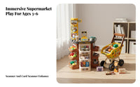 47 Pieces Interactive Supermarket Playset Stimulates Creativity Kids M Single Y Register Toy Educational Checkout Counter Toy Lights and Sound for Children 3-6, Preschoolers, Preschool, Daycare, Playroom, Bedroom