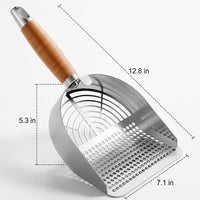 Cat Waste Sifter and Sieve with 304 Stainless Steel Deep Angled Sifting Tool for Clumping, Tofu and Mineral Pellets
