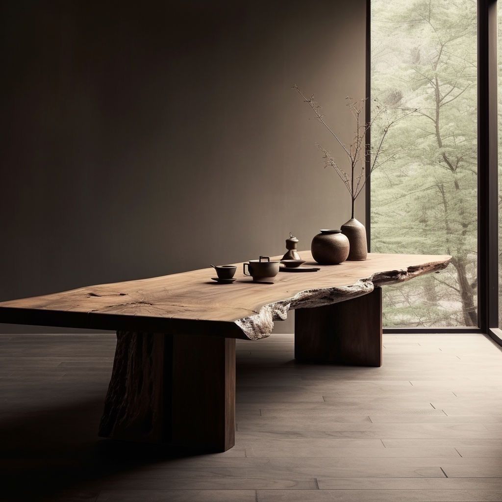 侘寂风古典原木茶桌复古做旧自然面装饰展示长桌民宿实木餐桌茶台