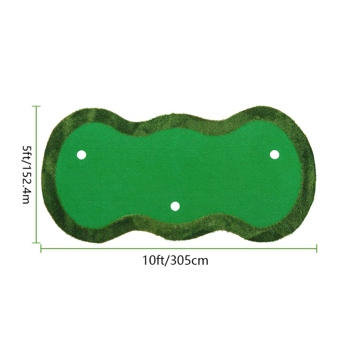 Realistic Turf 3 Hole Putting Mat Easy Storage Golf Putting Practice Mat Anti-Slip Base Sports Equipment for Backyard