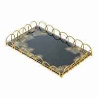 2 Pieces Arched Design Decorative Tray Easy to Display Decorative Glass Tray Modern Home Decor Raised Border for Living Room