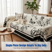 Chenille Sofa Cover, Single-Piece Throw, Antiabrasion, Stain Resistant, Durable, All-Season Protector, Minimalist Design, Fits Sectional Sofas
