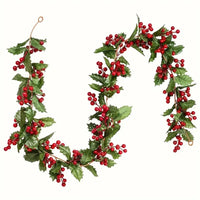 Artificial Christmas Vine with Green Leaves and Red Berries