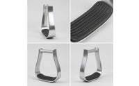 Ribbed Aluminum Stirrups with Rubber Footbed Long-Lasting Western Saddle Stirrups Optimal Support Tack Comfortable for Horse Riders, Equestrians